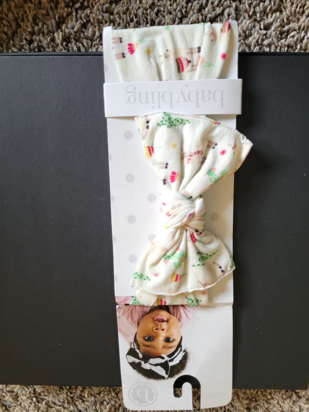 Baby Bling Cream Knot Headwrap with Holiday Motif